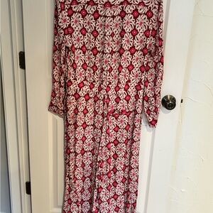 Floral Red and White Long Dress